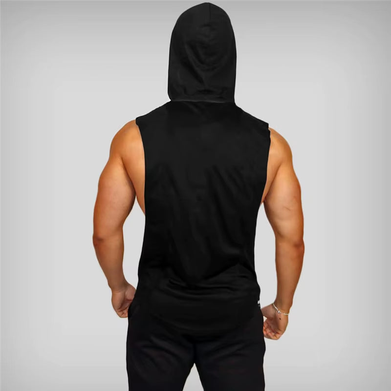 New Fashion Cotton Sleeveless Shirts Gym Hooded Tank Top Men Fitness Vest Solid Bodybuilding Singlets Workout Tanktop Men