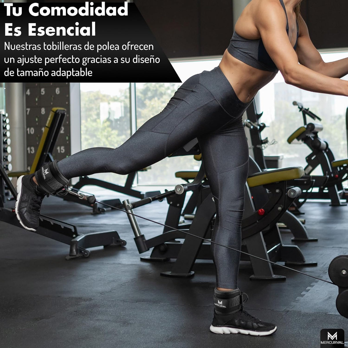 MERCURYAL Pack 2 Tobilleras Poleas Gym - Tobillera Para Polea Acolchado Para Mujeres Y Hombres - Accesorios Gym - Correa Tobillos Gym Para Máquina De Cable Fitness Y Gimnasio