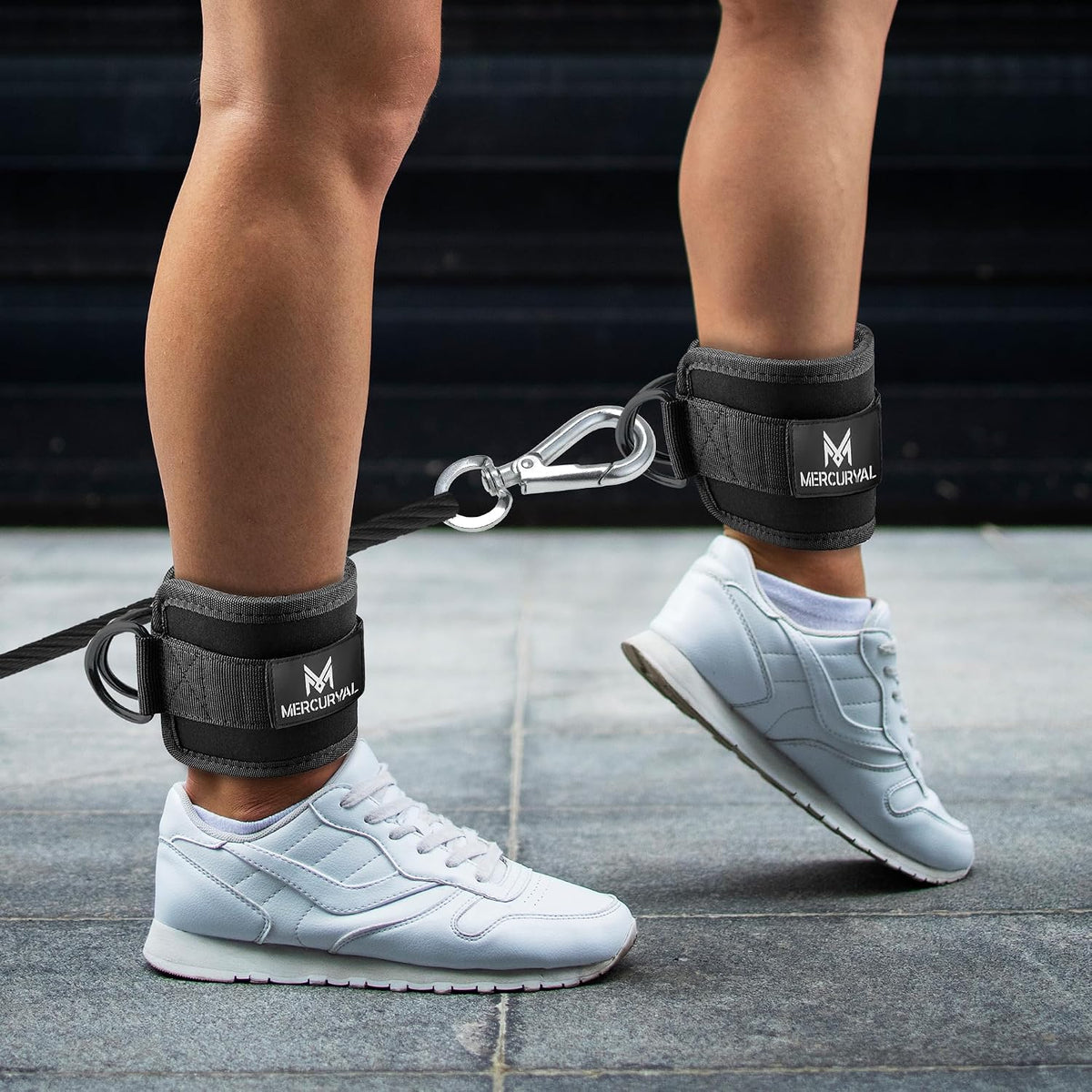 MERCURYAL Pack 2 Tobilleras Poleas Gym - Tobillera Para Polea Acolchado Para Mujeres Y Hombres - Accesorios Gym - Correa Tobillos Gym Para Máquina De Cable Fitness Y Gimnasio