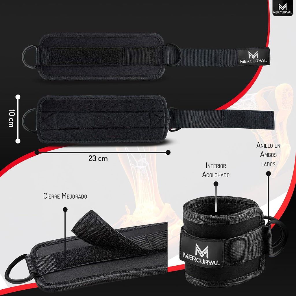 MERCURYAL Pack 2 Tobilleras Poleas Gym - Tobillera Para Polea Acolchado Para Mujeres Y Hombres - Accesorios Gym - Correa Tobillos Gym Para Máquina De Cable Fitness Y Gimnasio