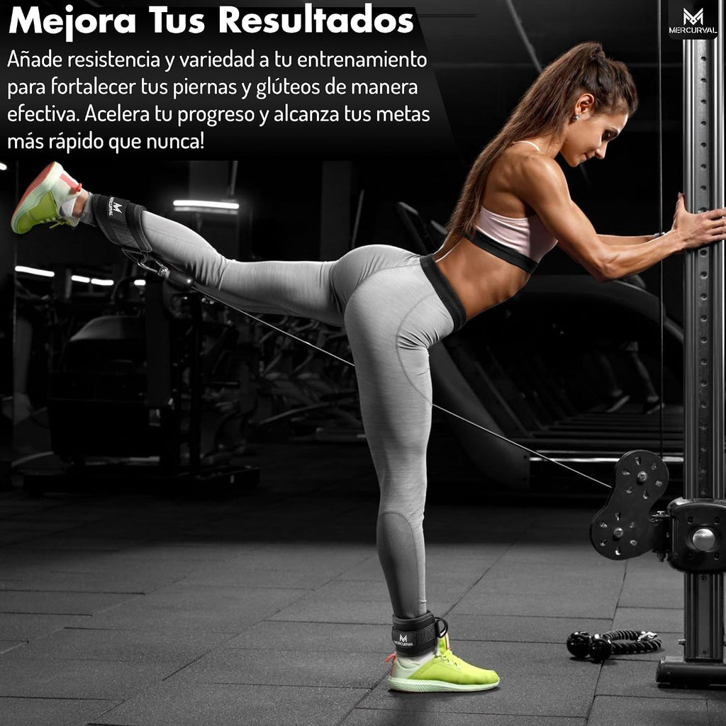 MERCURYAL Pack 2 Tobilleras Poleas Gym - Tobillera Para Polea Acolchado Para Mujeres Y Hombres - Accesorios Gym - Correa Tobillos Gym Para Máquina De Cable Fitness Y Gimnasio