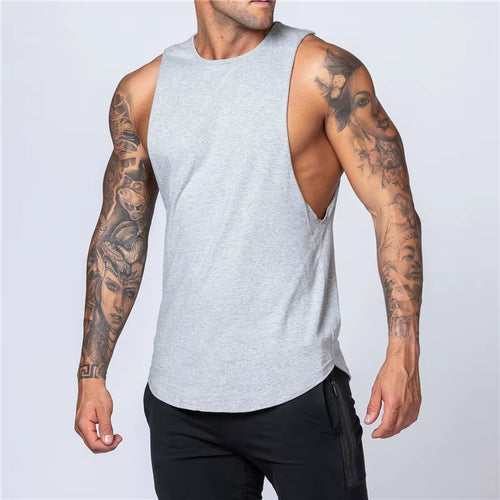 Workout Gym Mens Tank Top Vest Muscle Sleeveless Sportswear Shirt Stringer Fashion Clothing Bodybuilding Cotton Fitness Singlets