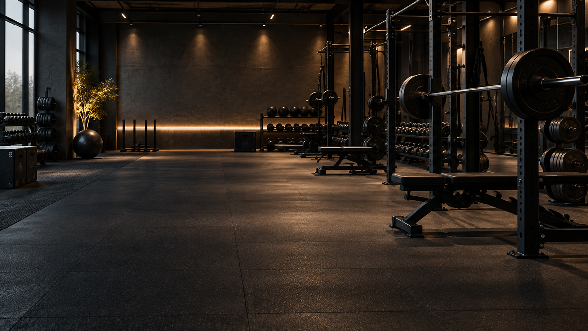 Gimnasio moderno PushFit con zona de fuerza